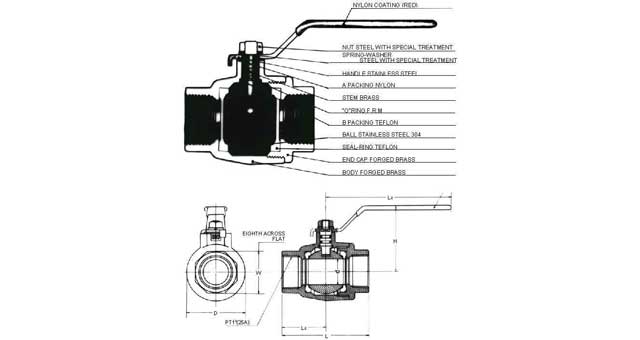 BALL VALVE FORGED BRASS, SCREWED-END PT3/8