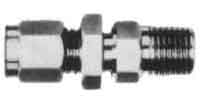 CONNECTOR BULKHEAD MALE, STAINLESS FLARELESS 8MMXPT1/4