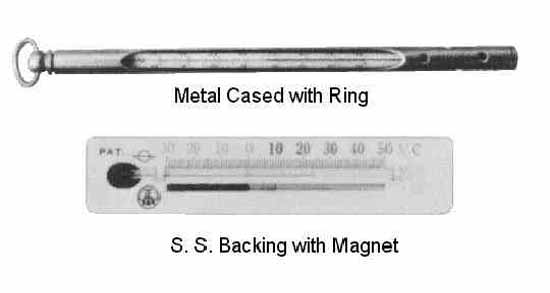 THERMOMETER FOR REFRIGERATOR, STAINLESS W/MAGNET -30TO50DEG