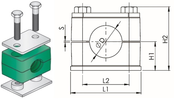 CLAMP TUBE POLYPROPYLENE, W/WELD PLATE STANDARD 8MM