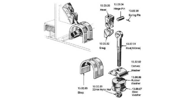 MACGREGOR HATCH QUICK ACTING, CLEAT ASSEMBLY 180MM #13.02