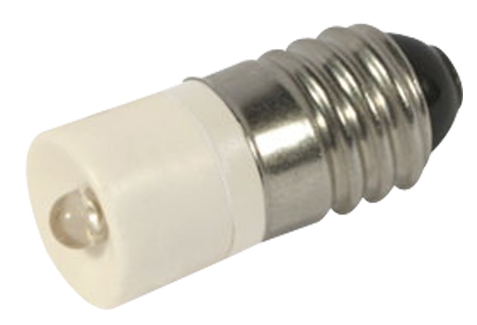 LAMP INDICATOR SINGLE LED E10, 10X24MM 24-28VOLT WHITE
