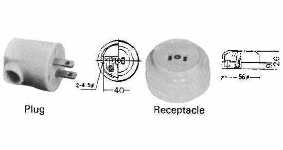 PLUG 2-FLAT PIN NON-WATERTIGHT, PHENOL RESIN