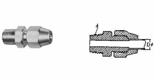 [1114007] HALF UNION FLARED BRASS, TAPER THREAD 8MM X PT1/4