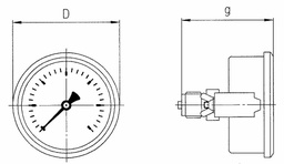 [063813_S] GAUGE PRESSURE W/GLYCERINE, REAR/U-CLAMP 0-6BAR 63MM G1/4&quot;