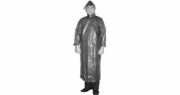 [190433] RAIN COAT WITH HOOD, CLOTH LINED RUBBER SIZE LL