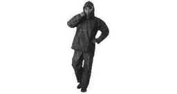 [190413] RAIN SUITS WITH HOOD, CLOTH LINED RUBBER SIZE LL